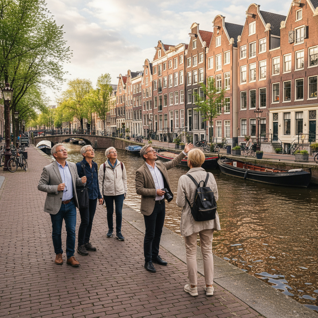 Wandeltocht langs een Amsterdamse gracht